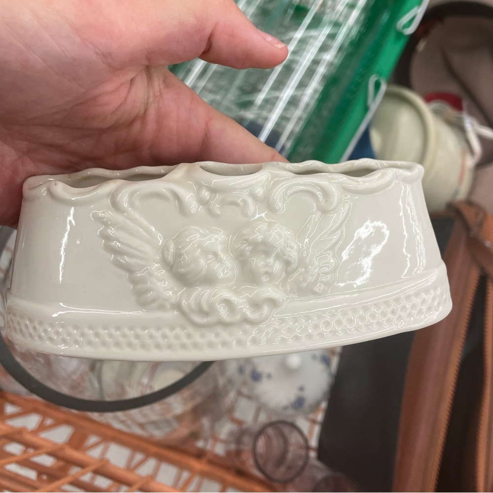 Vintage Ceramic Cherub Candle Holder Dresden Original Germany